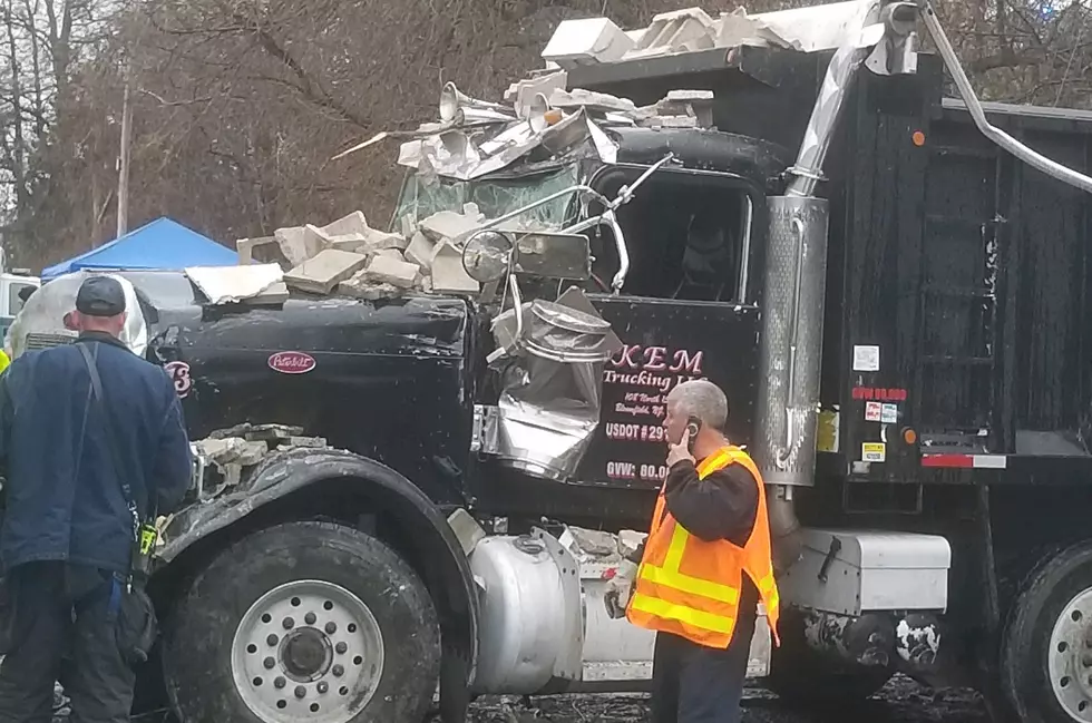 Truck after being removed from a building