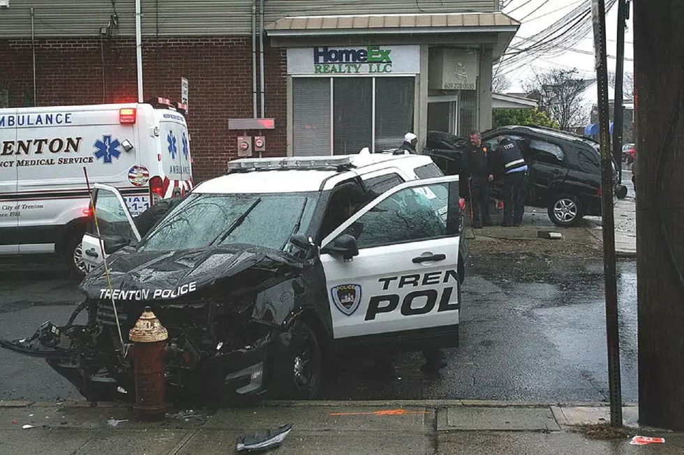 Two SUVs, one of them a police vehicle, crash in Trenton