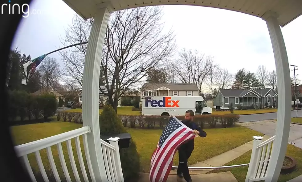 FedEx driver rescues American flag