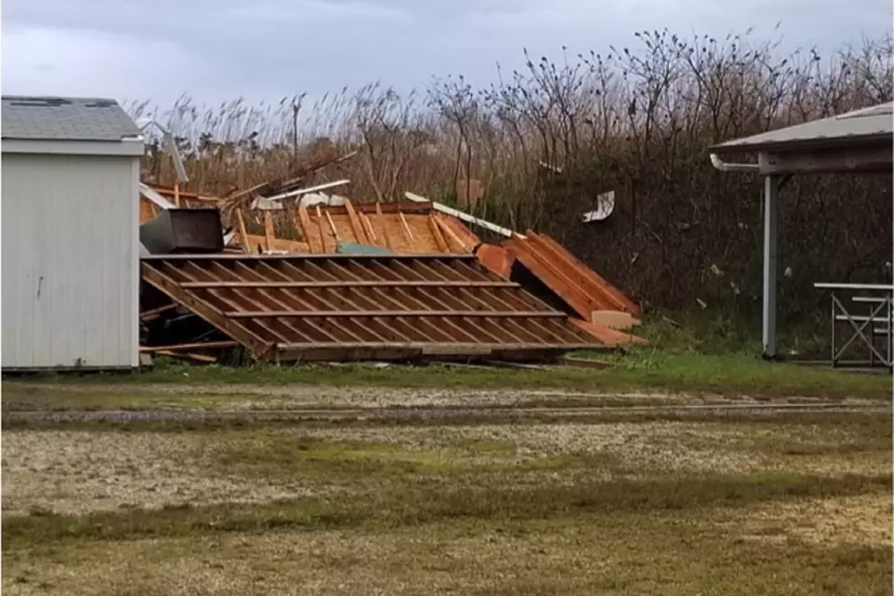 Damage to a building at the National Guard training facility in Sea Girt