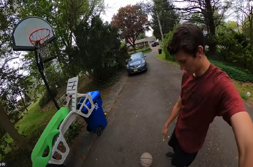 Watch NJ teen&#8217;s homemade basketball trick-shot machine in action
