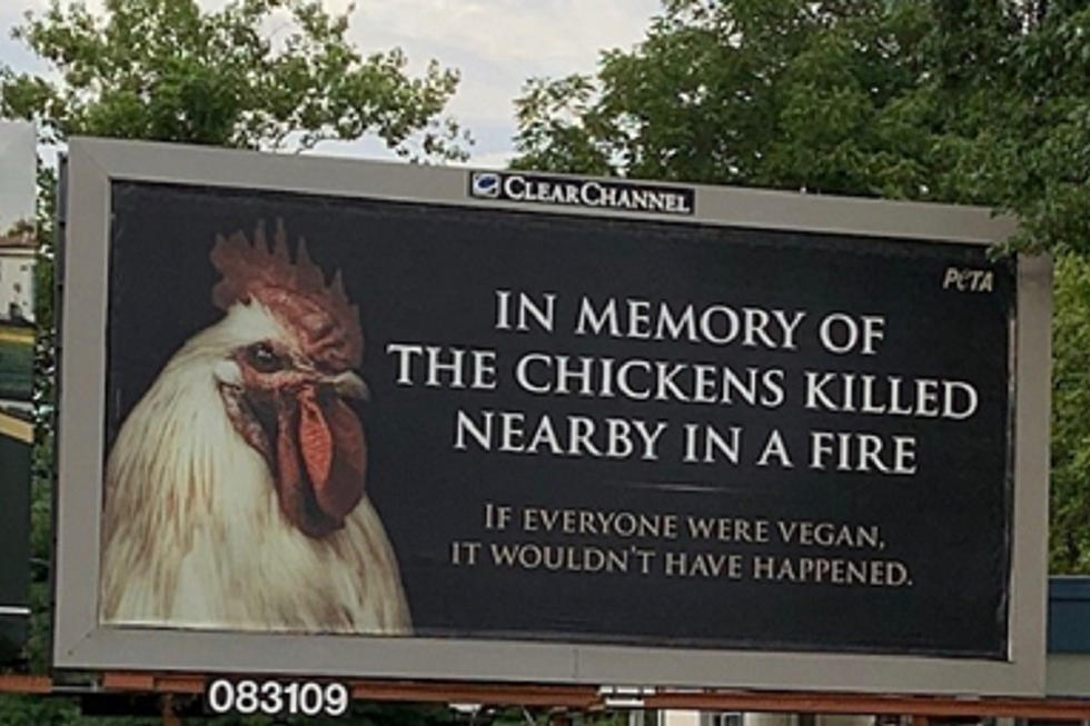 PETA Billboard Goes Up After 300,000 Chickens Die in Salem County Fire