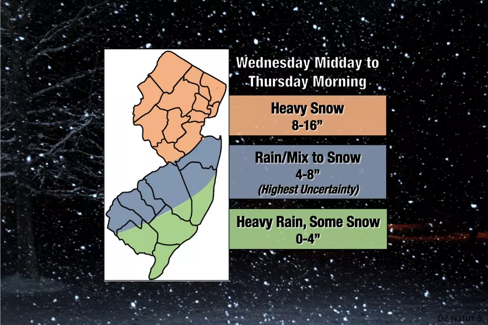 The latest forecast for Wednesday-Thursday's winter storm, as of Monday afternoon.