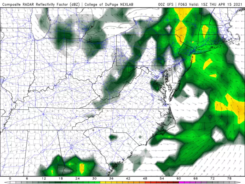 GFS model forecast for Thursday morning, as soaking rain returns to New Jersey. (College of DuPage Meteorology)