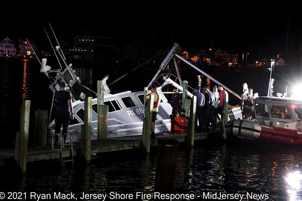 Fishing boat partially sinks in Manasquan, NJ Inlet
