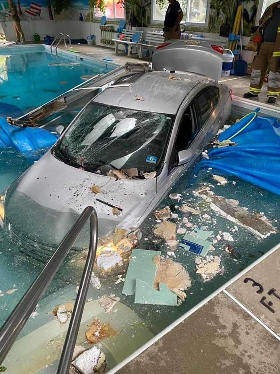 Look: Car crashes through wall, into pool in Island Heights, NJ