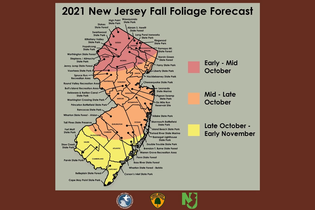 The New Jersey Forest Service releases fall foliage map