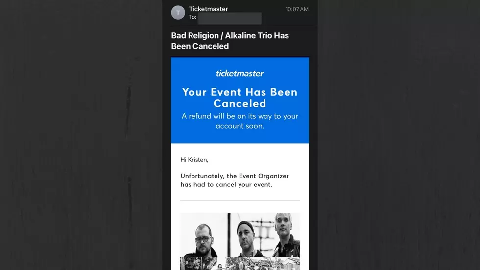 Email for canceled concert at the Asbury Park Convention Hall