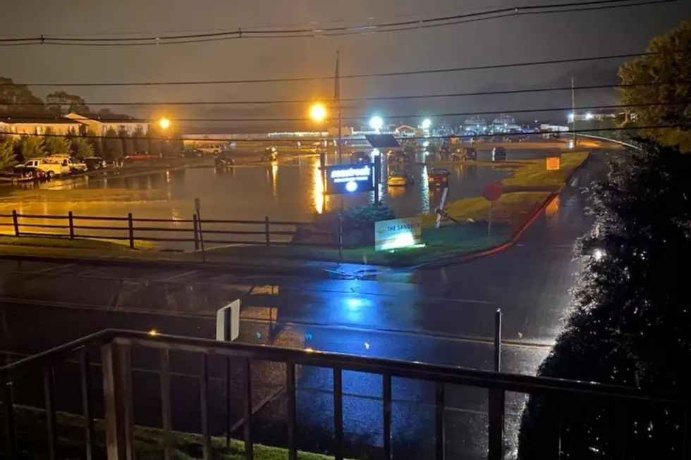 Flooded parking lot of the Seastreak in Atlantic Highlands