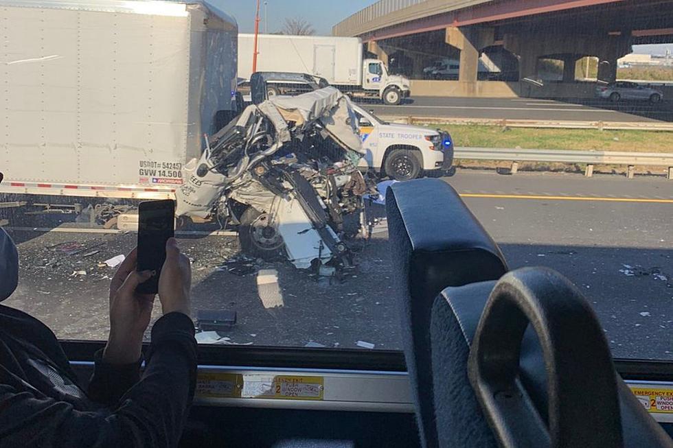 Box truck, car crash slows NJ Turnpike near Newark Airport