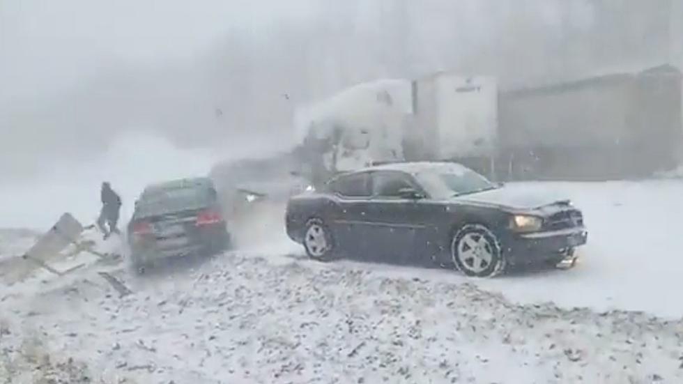 WATCH: Snow squall causes devastating 50-car pileup in PA