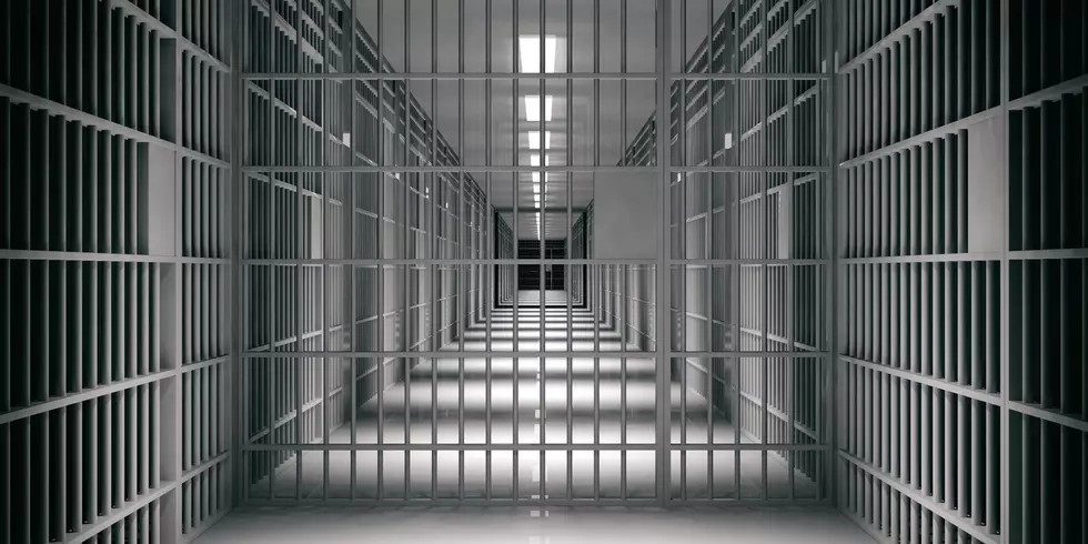 Prison interior. Jail cells and shadows, dark background. 3d illustration