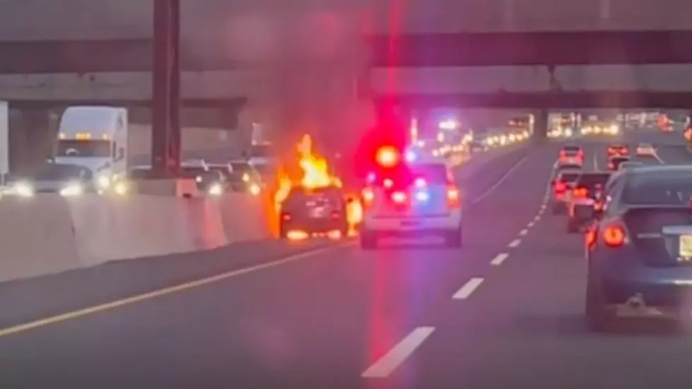 WATCH: Intense car fire on the NJ Turnpike caused miles of traffic