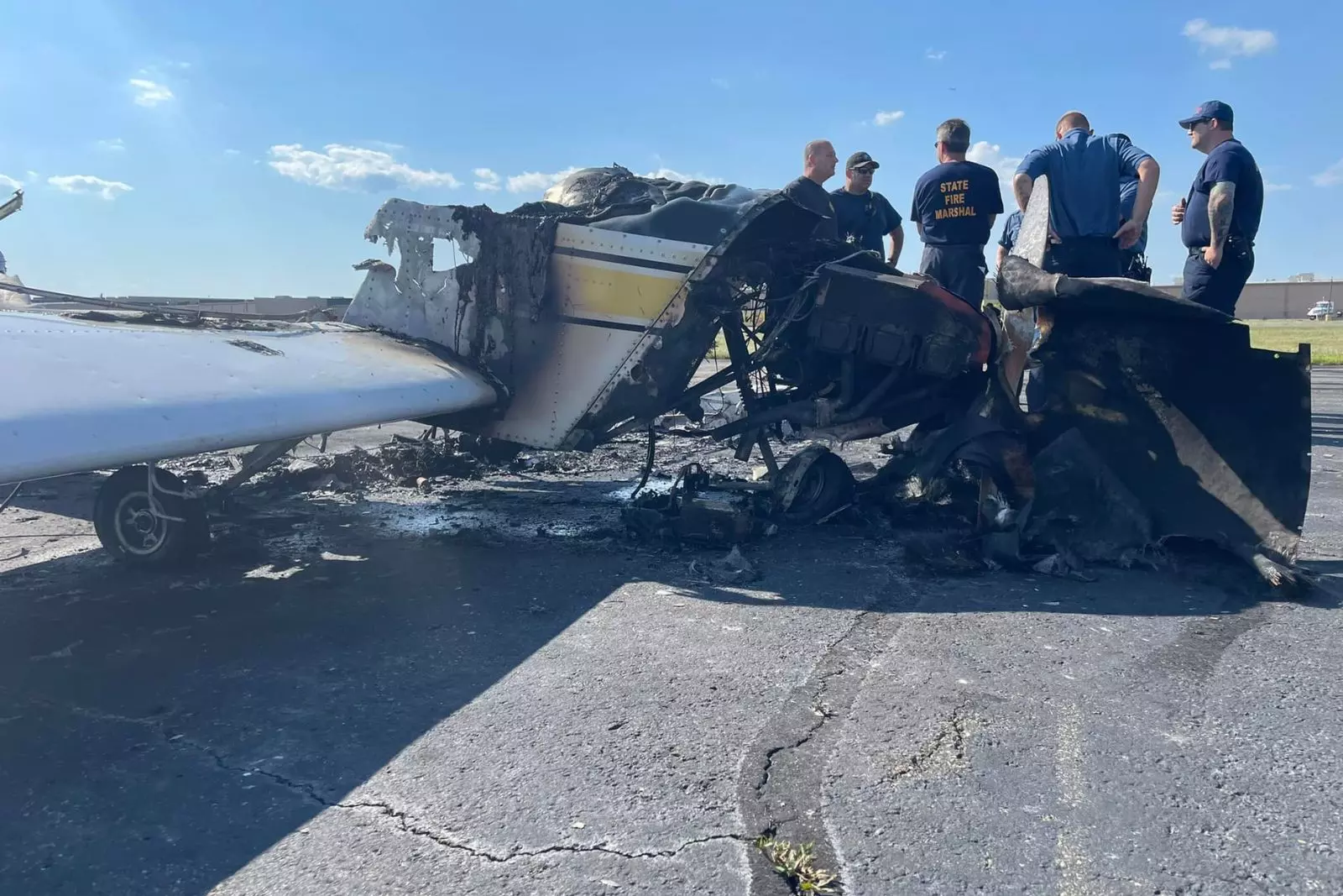 Plane catches fire after landing at Linden, NJ Airport