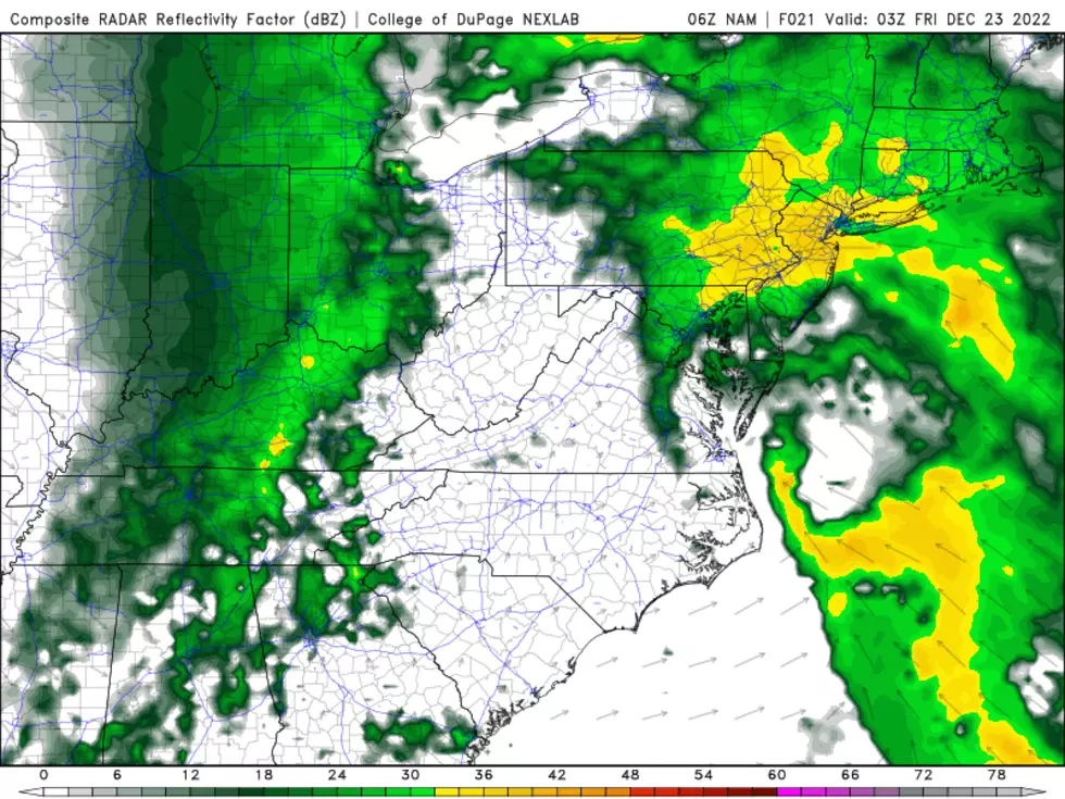 NAM model forecast for Thursday evening, with very heavy rain and gusty winds making for downright nasty weather conditions. (College of DuPage Meteorology)
