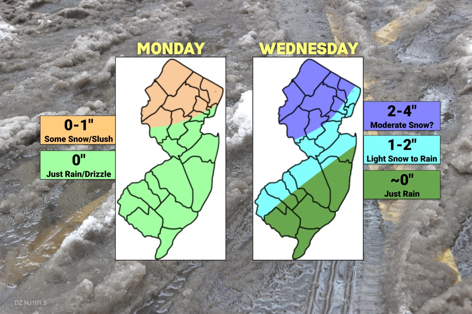 NJ weather: Rain wraps up, midweek storm looks both wintry and wet