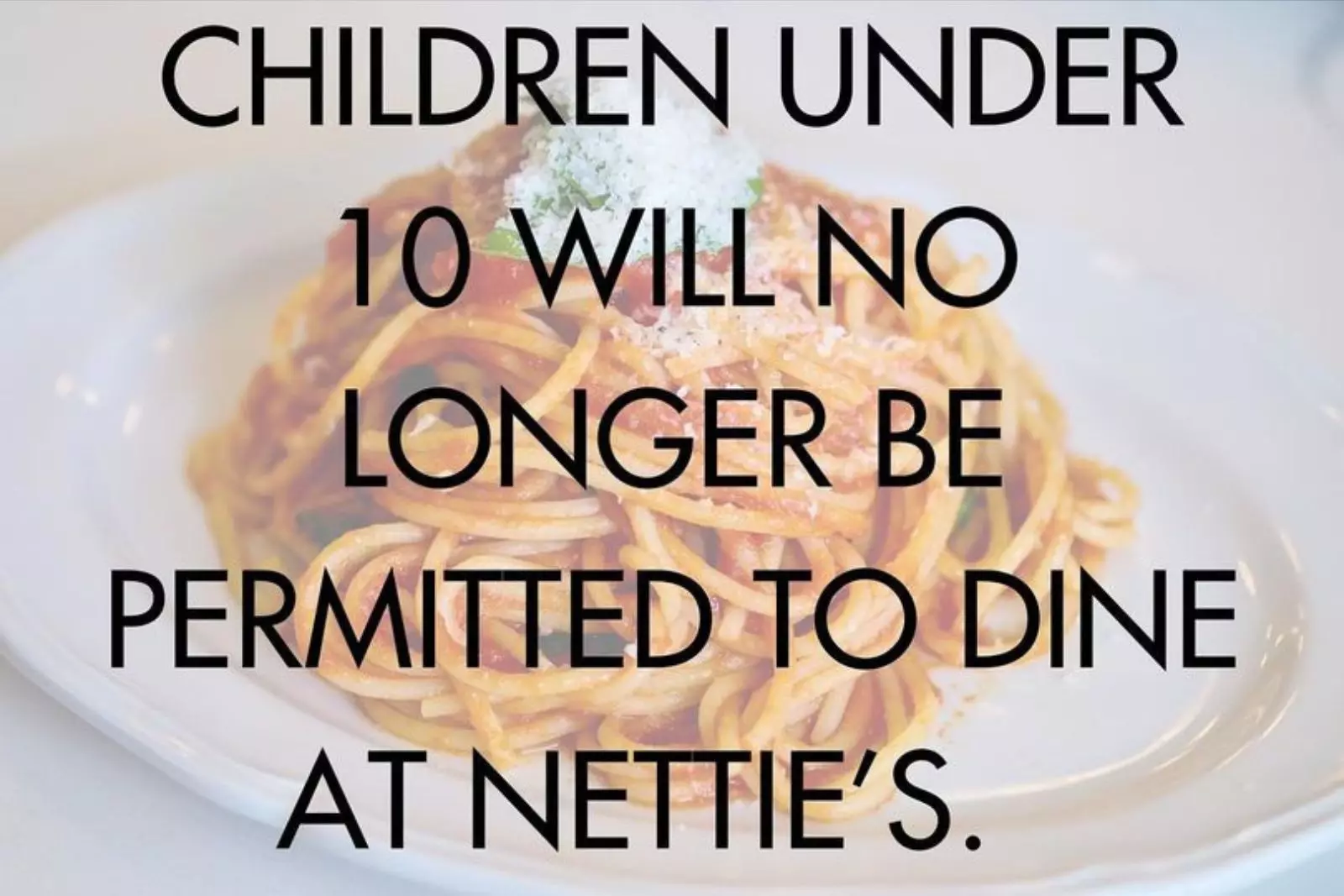 Italian restaurant in Tinton Falls, NJ won't serve kids under 10