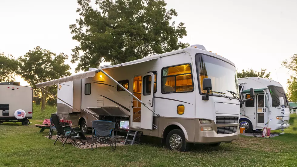 Camping at sunset at a Rv resort
