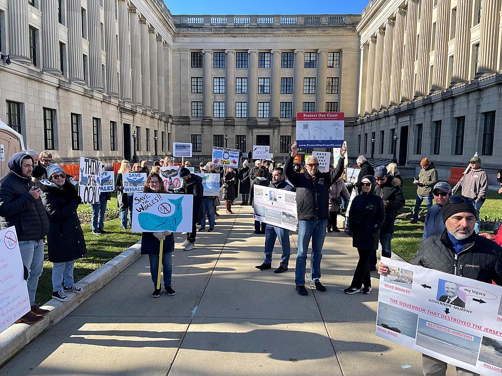Wind energy protesters rally at the NJ Statehouse