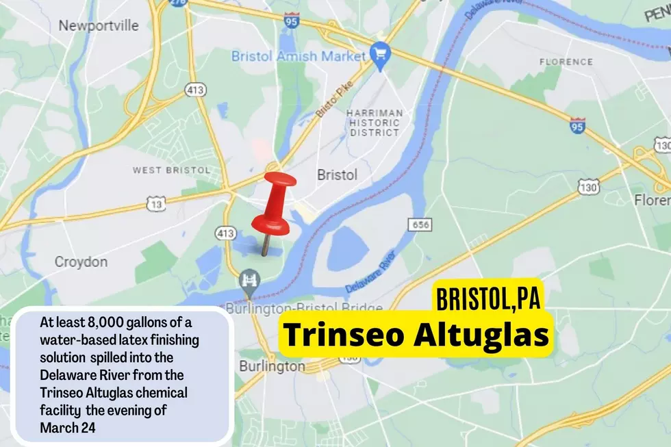 Map showing location of the Trinseo Altuglas chemical facility in Bristol, PA
