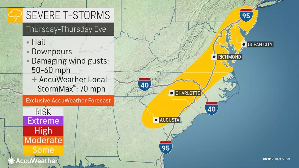 Thursday may be another severe weather day for New Jersey, with gusty winds and localized downpours on the table. (Accuweather)