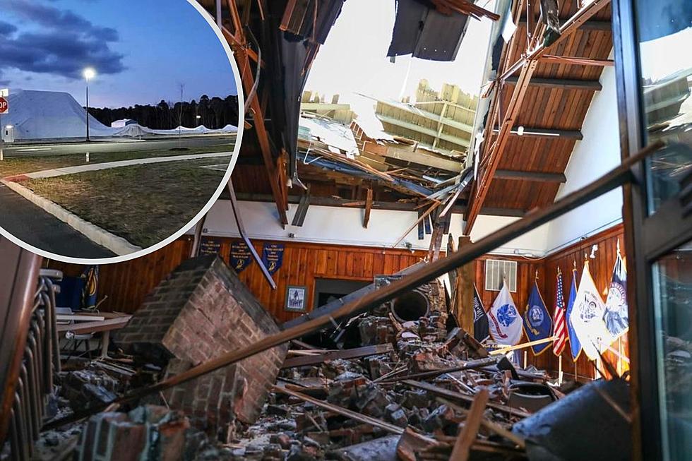 Adventure Crossing, guard base clean up after NJ tornadoes