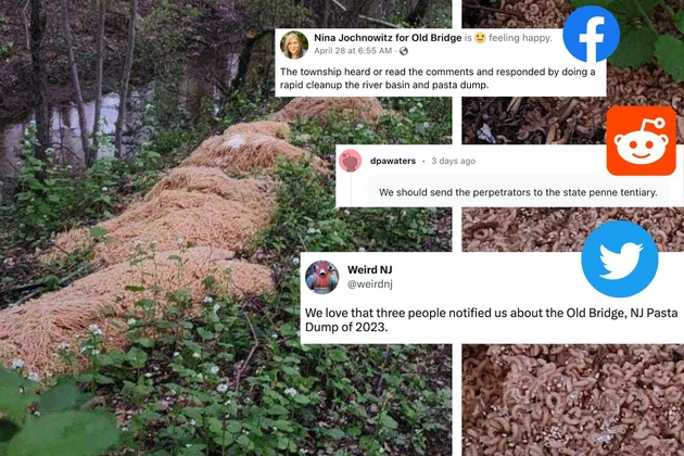 How did 500 pounds of pasta end up in the New Jersey woods?