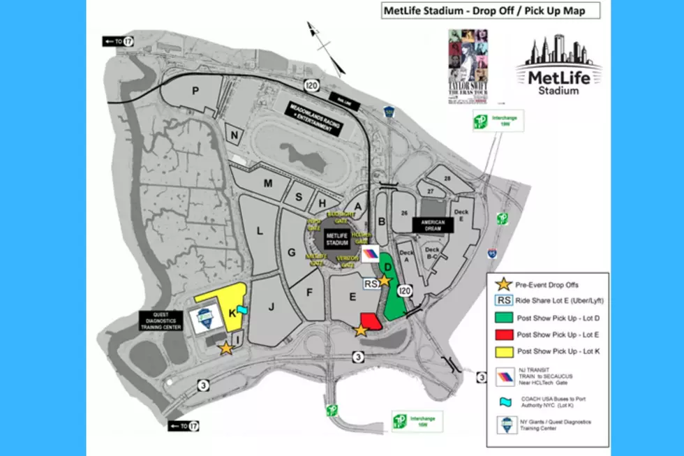 If you are picking up or dropping off for the Taylor Swift concert, Metlife Stadium has designated these locations. (Metlife Stadium)