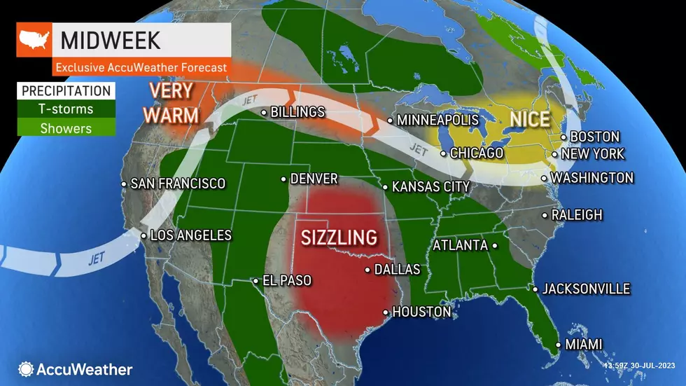 The large-scale heat ridge sinks well to the south this week, with no more 90s in the forecast for NJ for the foreseeable future. (Accuweather)