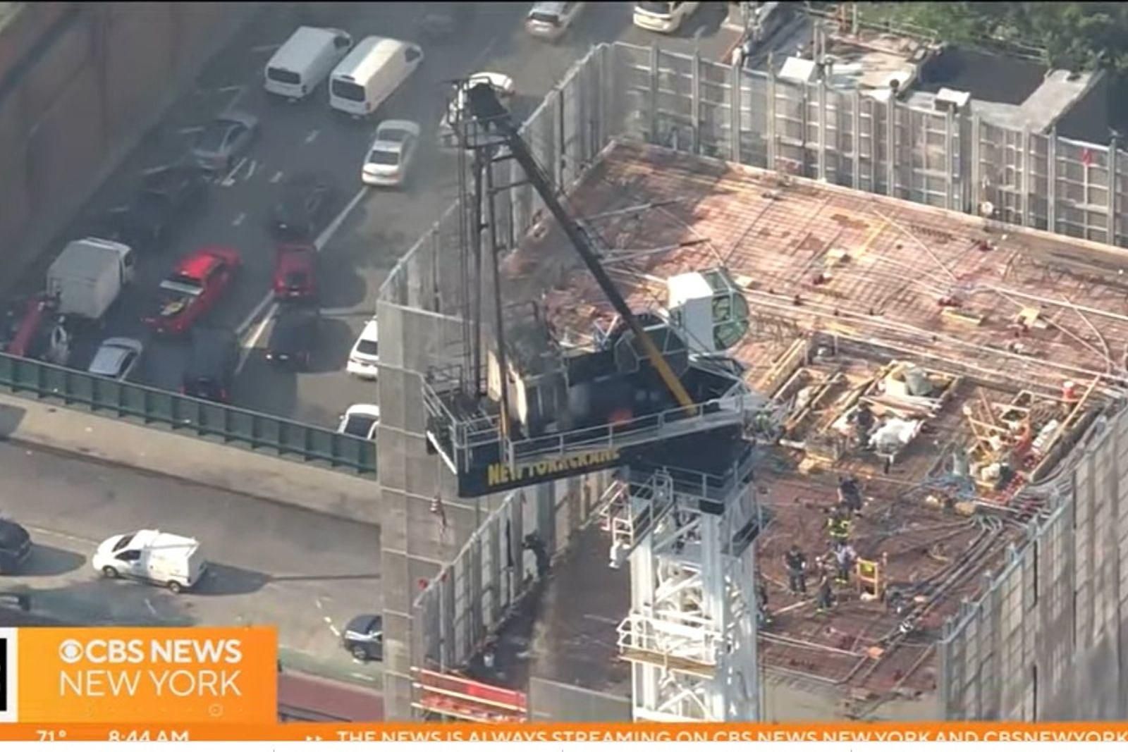 Crane arm collapses, crashes to NYC street after fire