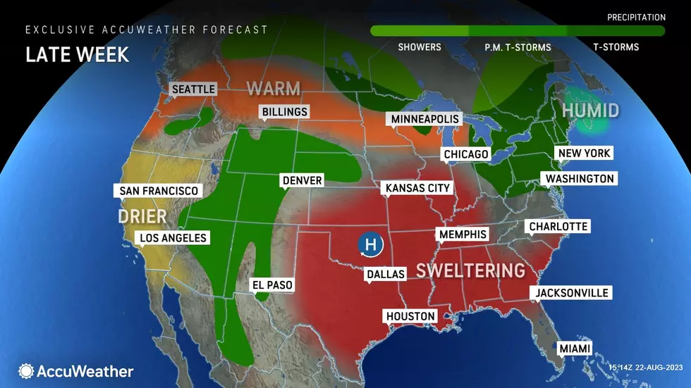 Friday stays unsettled, with a frontal boundary wavering in the vicinity. (Accuweather)