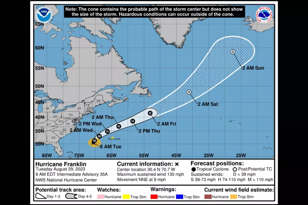 Map shows projected path of Hurricane Franklin
