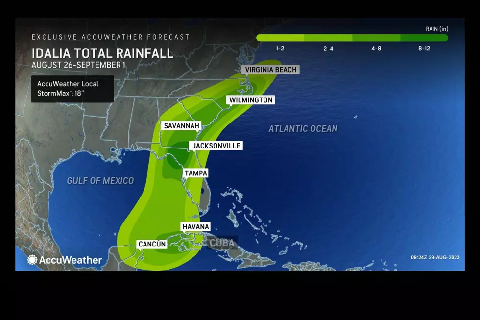 Expected rainfall from Hurricane Idalia