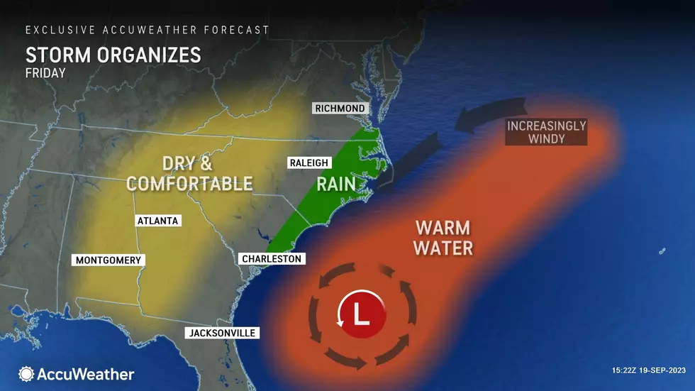 The coastal storm system that develops late this week will have plenty of warm ocean air to feed from and develop. (Accuweather)