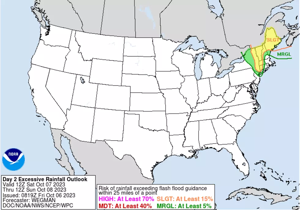 Friday's excessive rainfall outlook paints northern NJ in a risk zone for downpours and flooding. (NOAA / WPC)