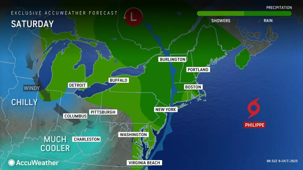 Saturday will be the big transition day for New Jersey, from wet to windy to cooler. (Accuweather)