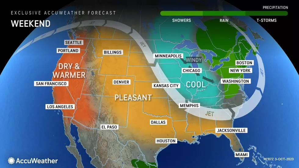 This weekend will be iffy at times, with rain and a big cooldown in the forecast. (Accuweather)