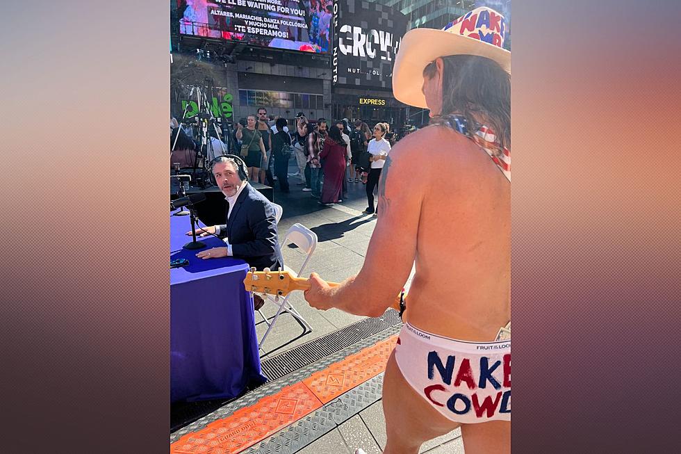 Spadea welcomed to Times Square by the Naked Cowboy