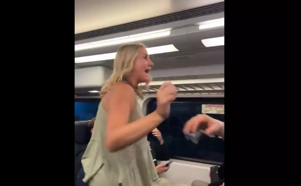 A woman identified as Brianna Pinnix shouts at German tourists on a New Jersey Transit train Reddit screengrab/s_y_s_t_e_m_i_c_
