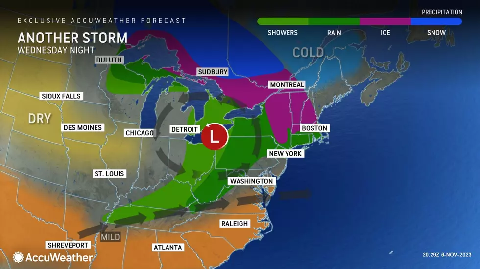 Late Wednesday night into early Thursday morning could bring another round of spotty light rain showers. (Accuweather)