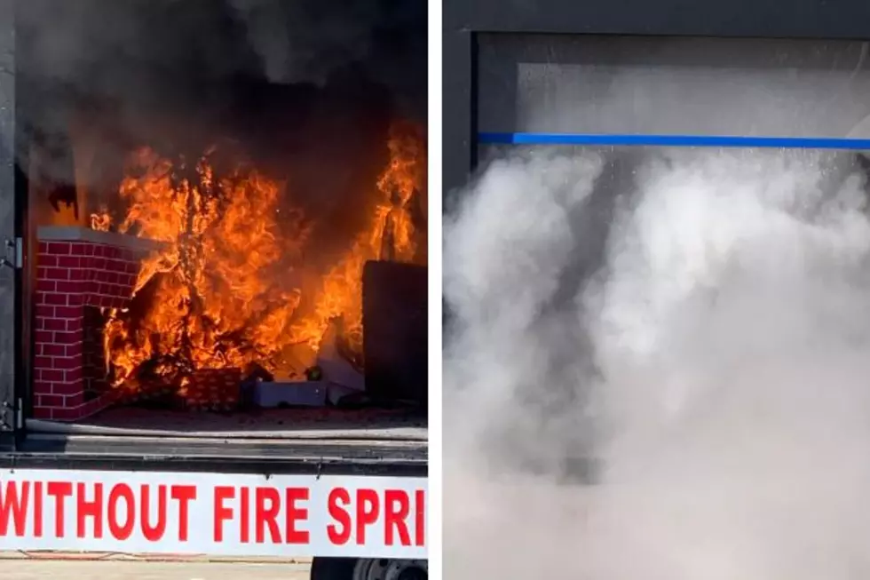 New Jersey Fire Sprinkler Advisory Board hosted a demonstration in Freehold that shows the difference of a sprinklered home vs. a non-sprinklered home in the event of a tree fire. (NJFSAB)