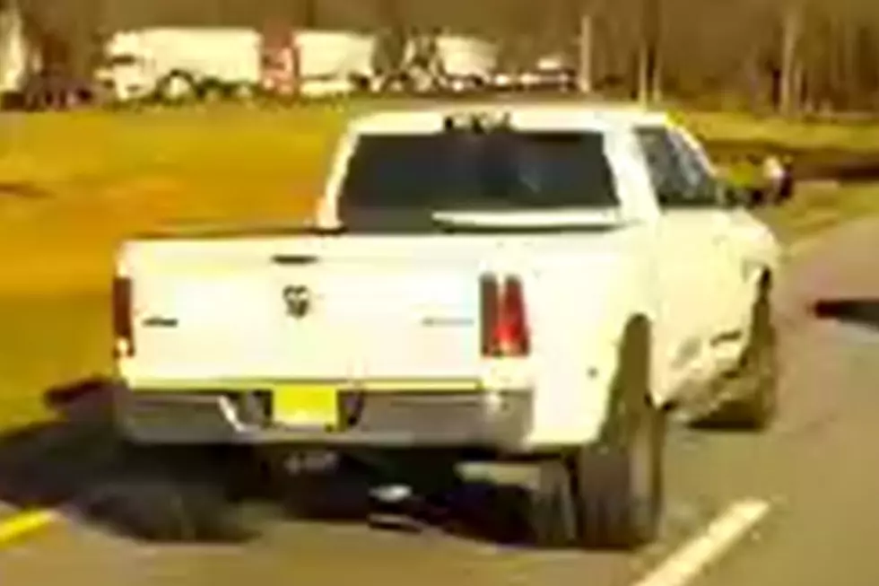 The white Dodge Ram pickup NJSP said was involved in a shooting on I-78. (NJSP)