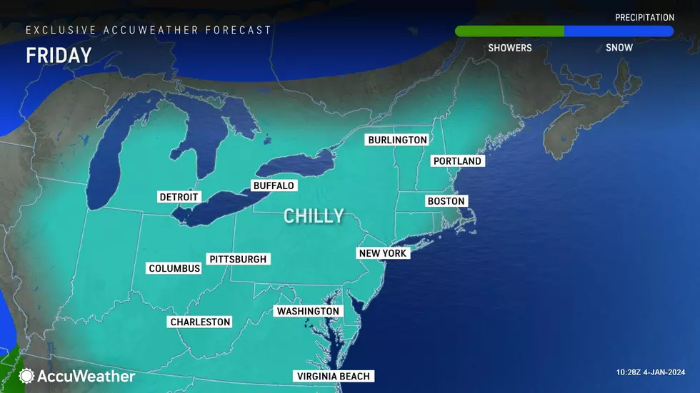 Friday stays quiet, although unseasonably cold. (Accuweather)