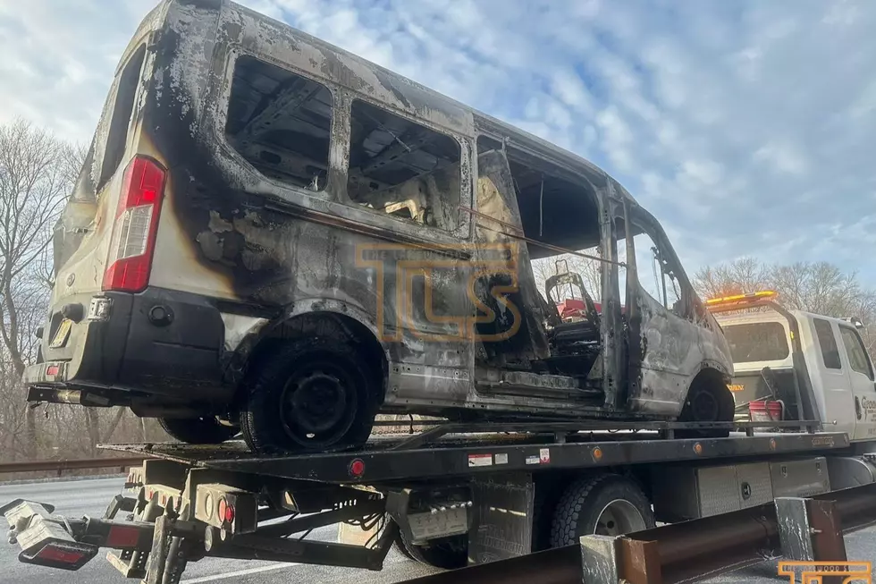 School bus after a fire on the Garden State Parkway in Lakewood 1/22/24