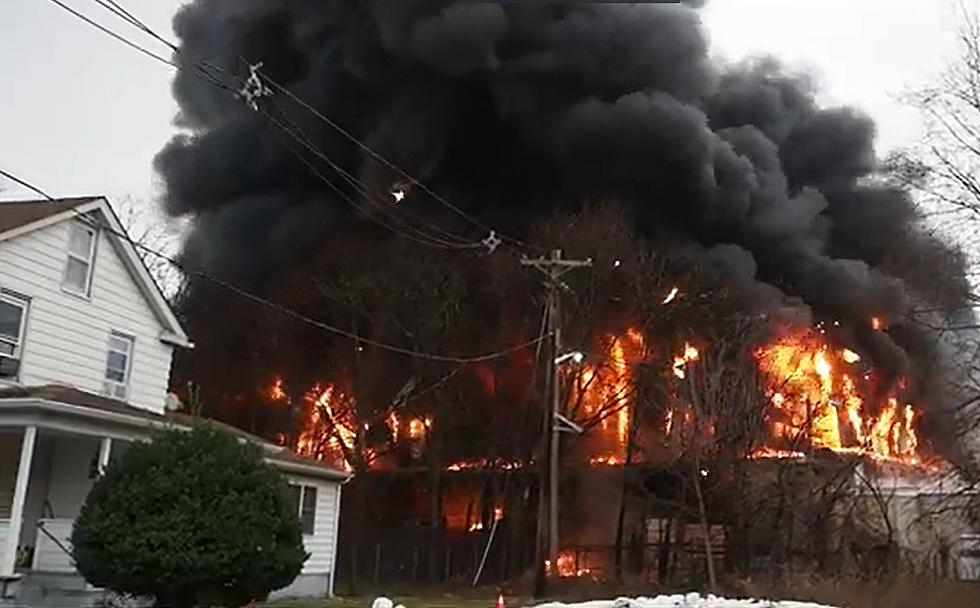 NJ warehouse filled with wood, mattresses on fire 