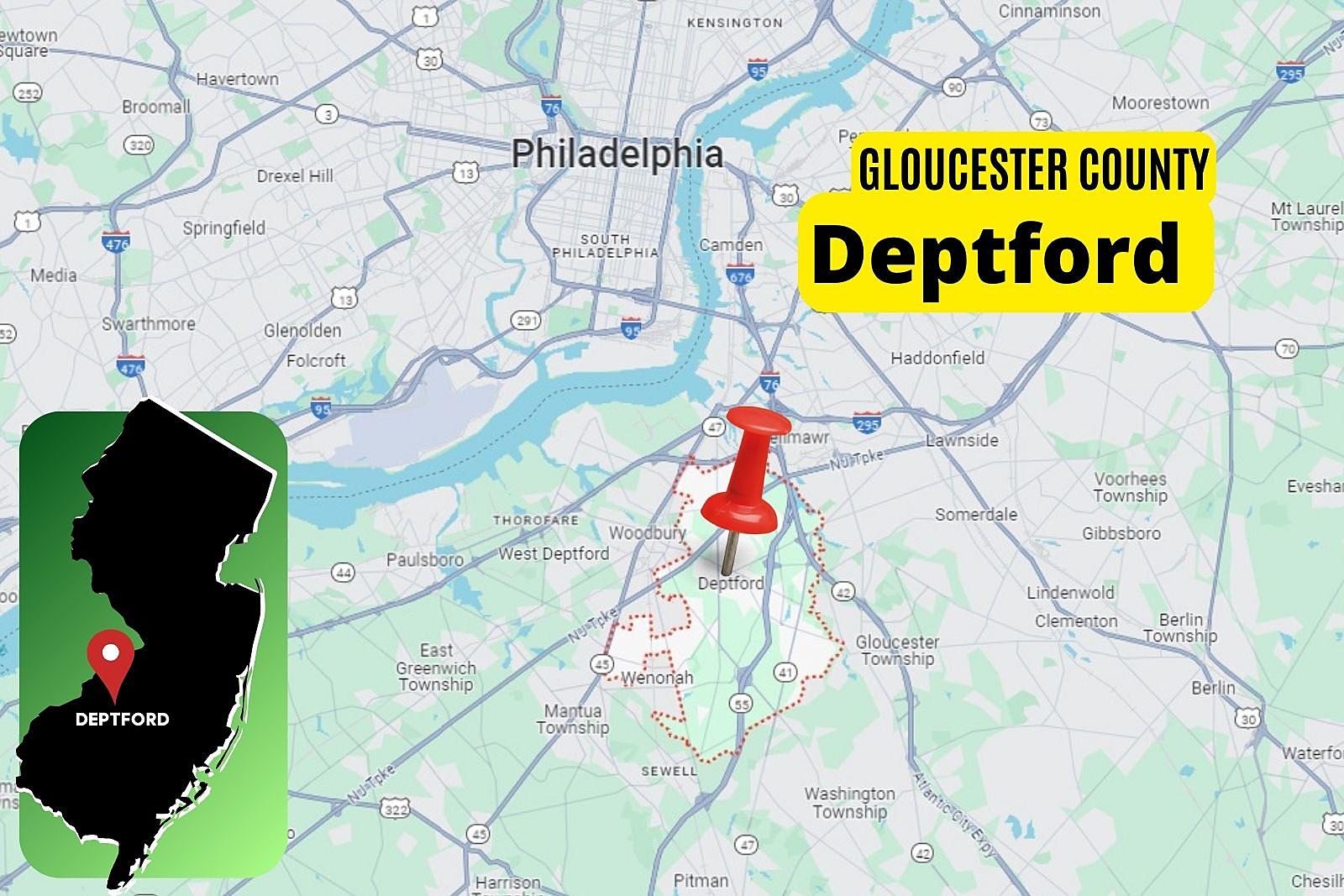 Map of Deptford, NJ, New Jersey
