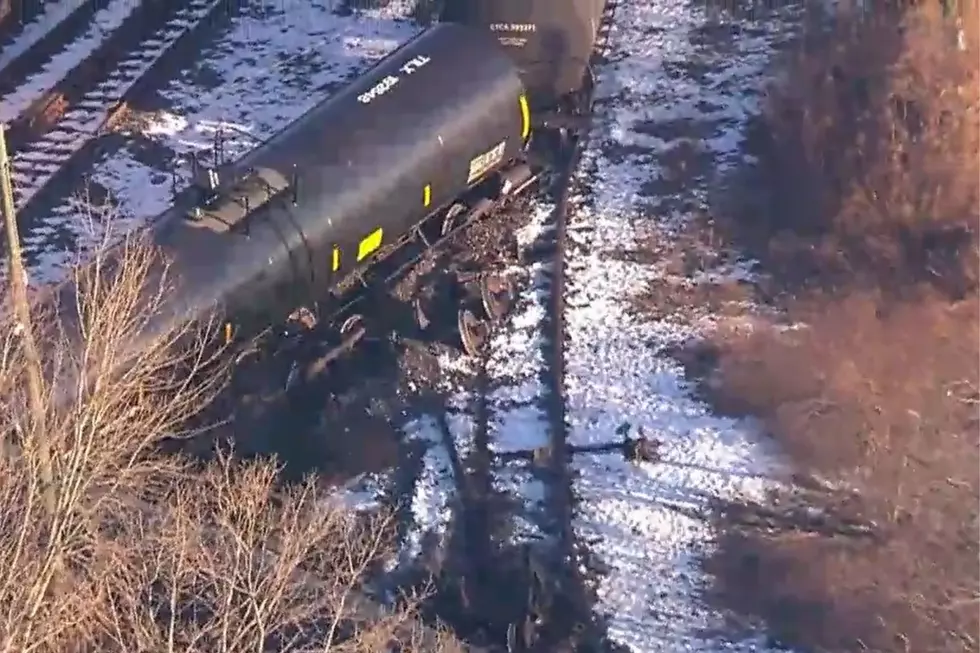 Overturned tanker cars along the NJ Turnpike in Linden
