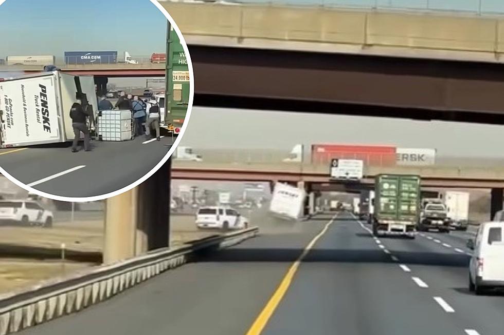 Video shows fleeing truck flipping on NJ Turnpike