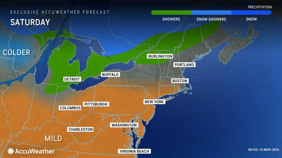 The last weekend of winter begins with a partly sunny, dry, mild Saturday. (Accuweather)