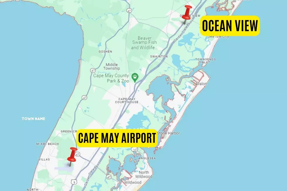 Map shows Cape May Airport and Ocean View section of Dennis Township